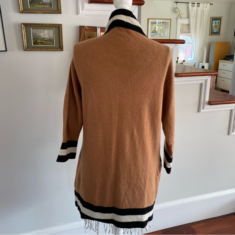 MARELLA 100% Wool Cardigan Brown & Black White Stripes - Picture 3 of 6